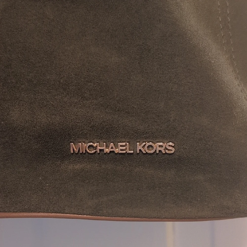 Michael Kors Olive and Tan Suede Shoulder Bag - Picture 2 of 7